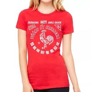 SRIRACHA Hot Chili Sauce Graphic T-Shirt Crew Neck Short Sleeve Slim Fit Red XS